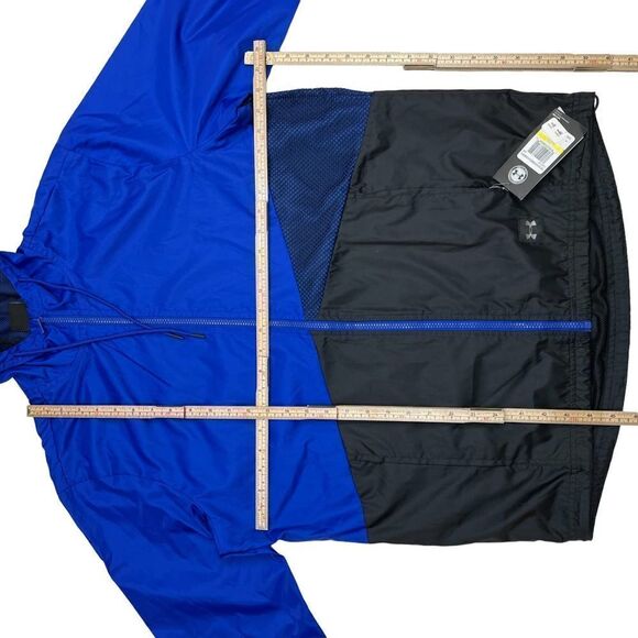 New Under Armour Men US S Sports Jacket Windbreaker Black Blue Lightweight  - Picture 11 of 13